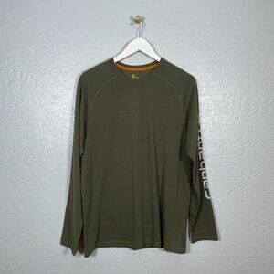 Carhartt Force Men M Green Delmont Relaxed Fit Shirt Graphic Long Sleeve Work